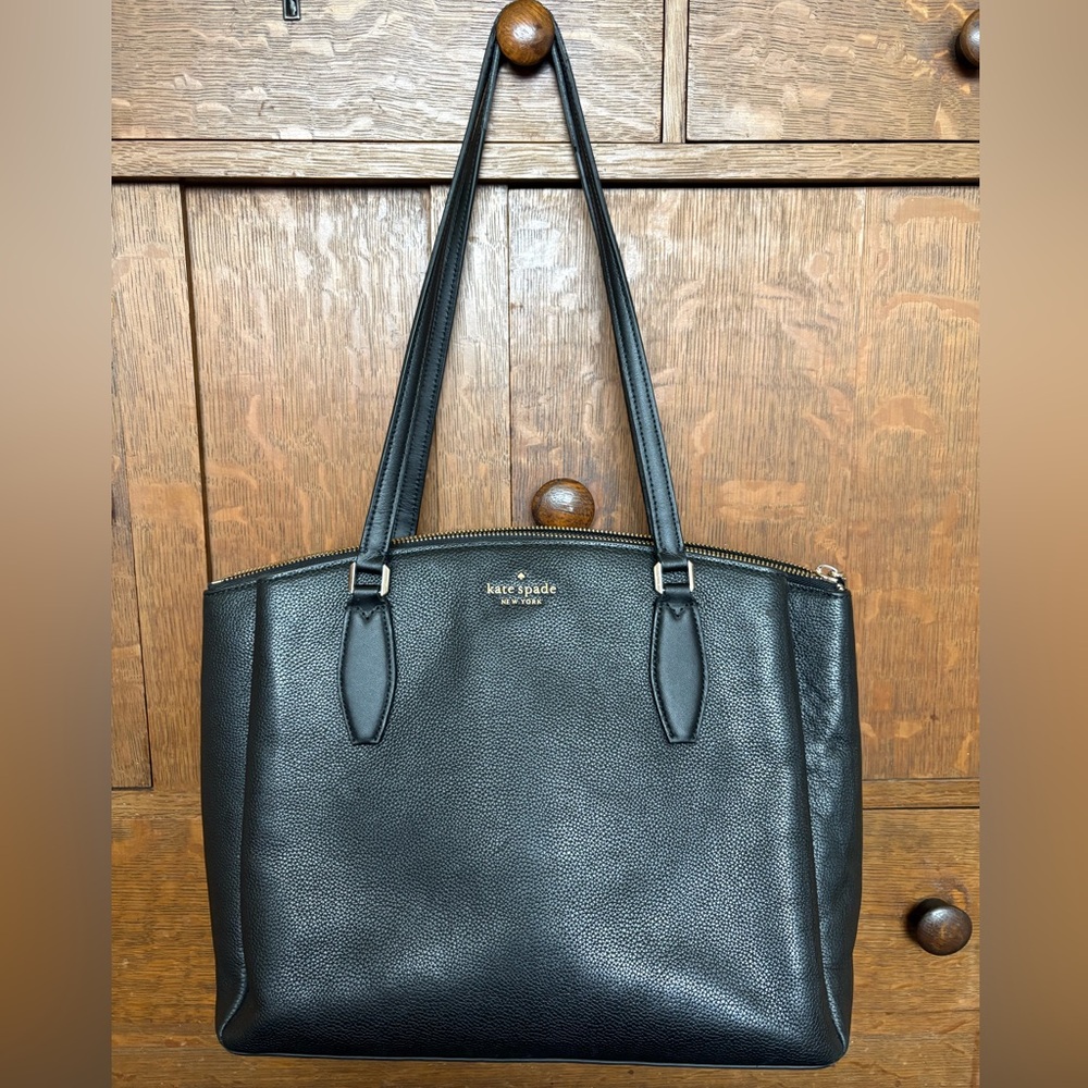 Kate Spade Monet, large triple compartment, tote, black leather pebbled - Picture 6 of 16